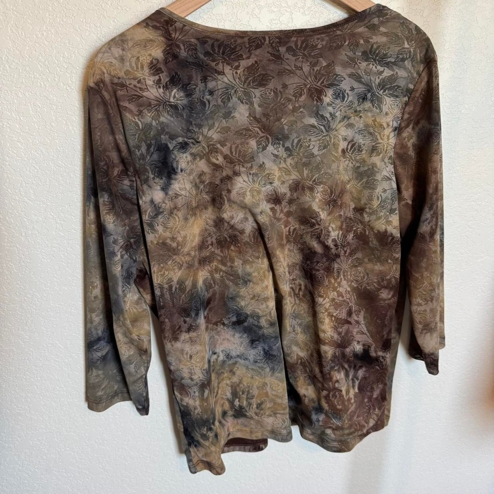 Whimsical Forest Fairy Mesh Long Sleeve Tie Blouse, 1X - Picture 3 of 5